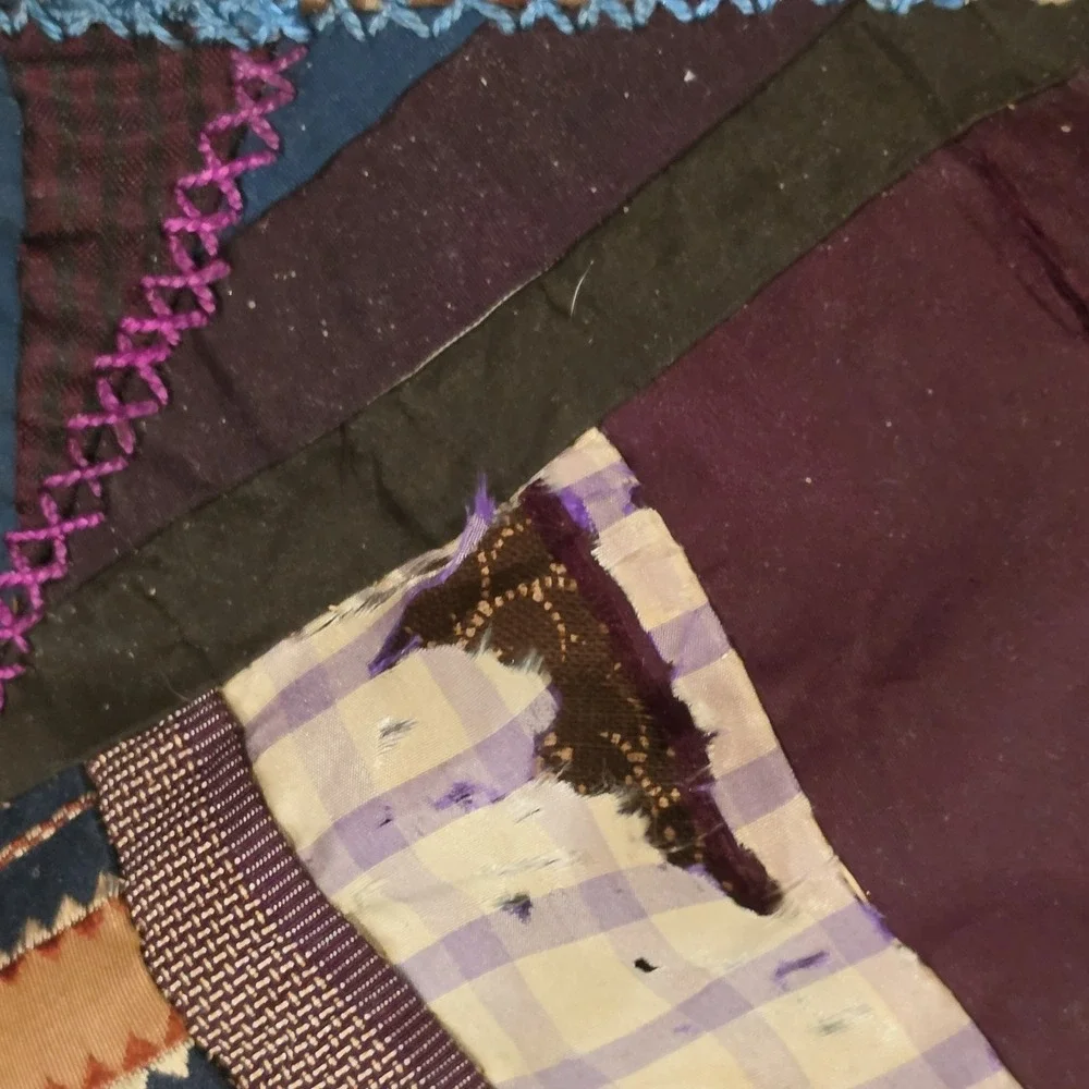 OOAK antq/vtg crazy quilt top  60x64( Unfinished )